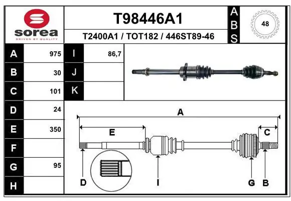 Handler.Part Drive shaft EAI T98446A1 1