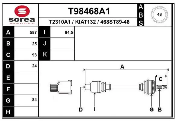 Handler.Part Drive shaft EAI T98468A1 1