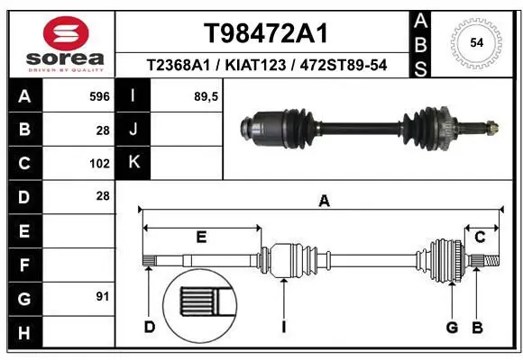 Handler.Part Drive shaft EAI T98472A1 1