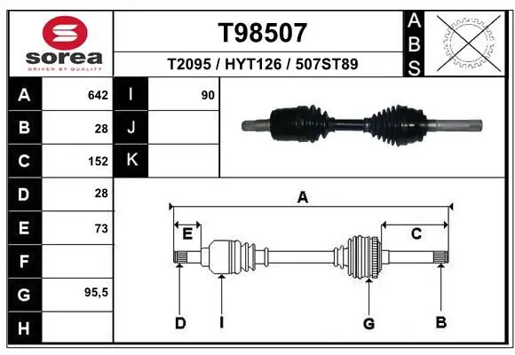 Handler.Part Drive shaft EAI T98507 1