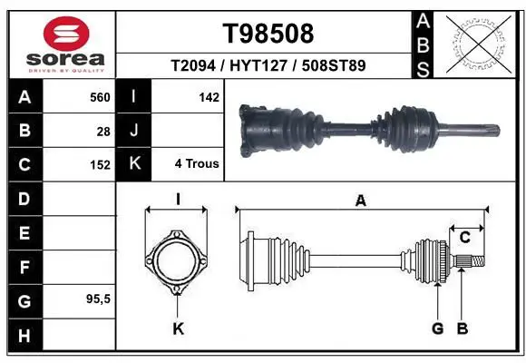 Handler.Part Drive shaft EAI T98508 1