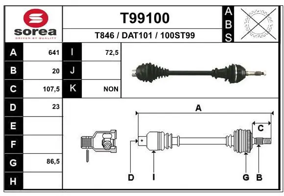 Handler.Part Drive shaft EAI T99100 1