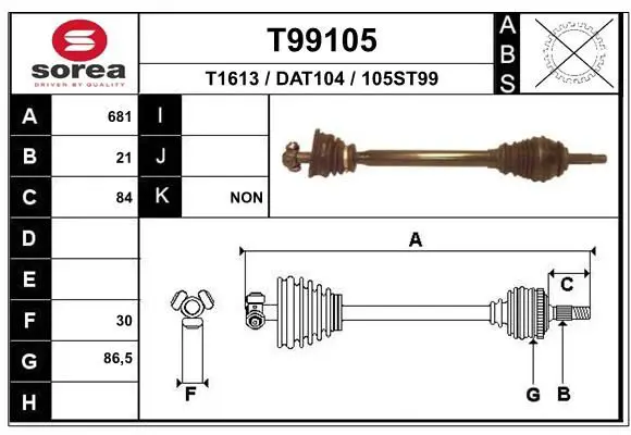 Handler.Part Drive shaft EAI T99105 1