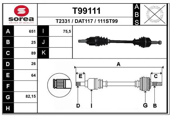 Handler.Part Drive shaft EAI T99111 1