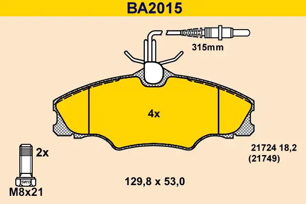 Handler.Part Brake pad set, disc brake BARUM BA2015 1