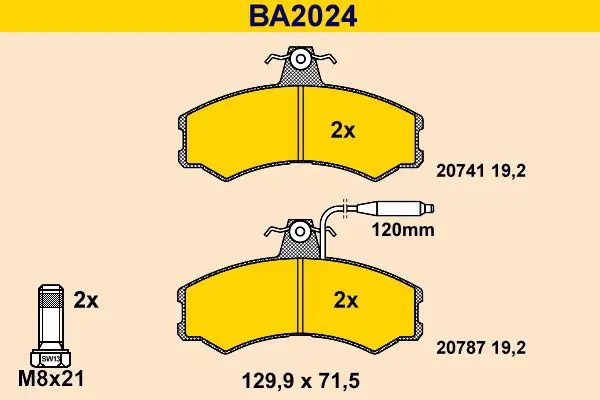 Handler.Part Brake pad set, disc brake BARUM BA2024 1