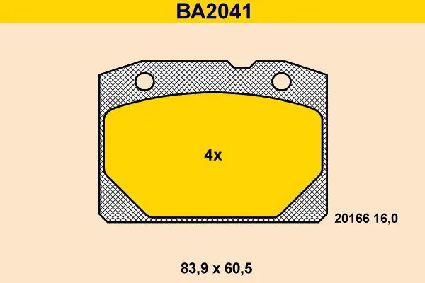 Handler.Part Brake pad set, disc brake BARUM BA2041 1