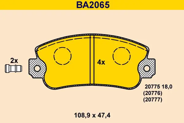 Handler.Part Brake pad set, disc brake BARUM BA2065 1