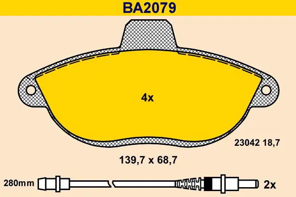 Handler.Part Brake pad set, disc brake BARUM BA2079 1