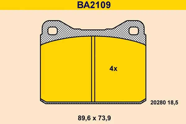 Handler.Part Brake pad set, disc brake BARUM BA2109 1