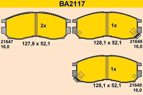 Handler.Part Brake pad set, disc brake BARUM BA2117 1