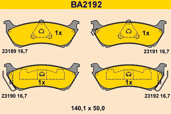 Handler.Part Brake pad set, disc brake BARUM BA2192 1