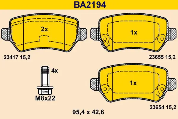 Handler.Part Brake pad set, disc brake BARUM BA2194 1