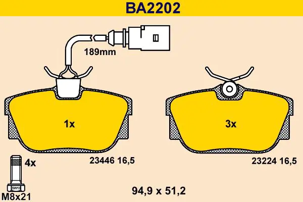 Handler.Part Brake pad set, disc brake BARUM BA2202 1