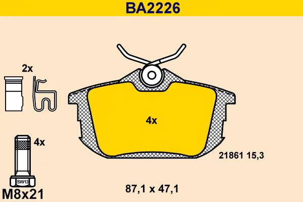 Handler.Part Brake pad set, disc brake BARUM BA2226 1