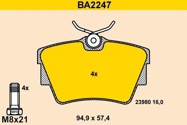 Handler.Part Brake pad set, disc brake BARUM BA2247 1