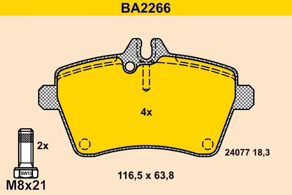 Handler.Part Brake pad set, disc brake BARUM BA2266 1