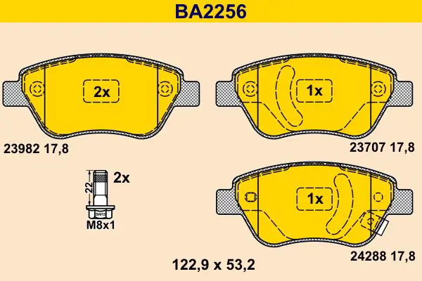 Handler.Part Brake pad set, disc brake BARUM BA2256 1