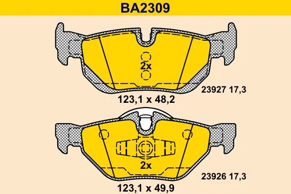 Handler.Part Brake pad set, disc brake BARUM BA2309 1