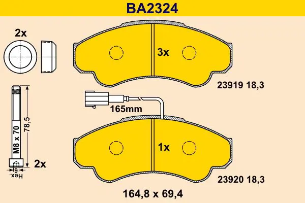 Handler.Part Brake pad set, disc brake BARUM BA2324 1