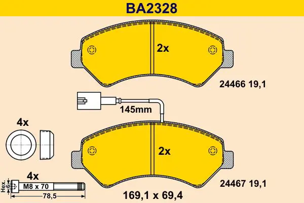 Handler.Part Brake pad set, disc brake BARUM BA2328 1