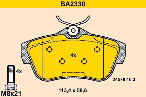 Handler.Part Brake pad set, disc brake BARUM BA2330 1