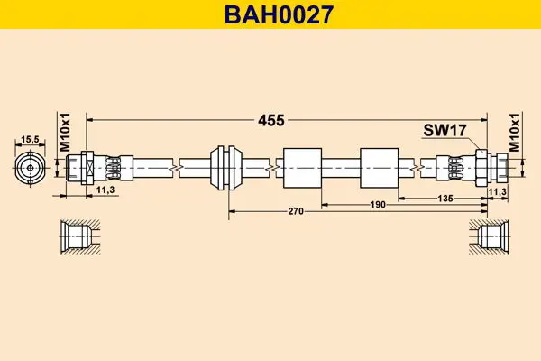 Handler.Part Brake hose BARUM BAH0027 1