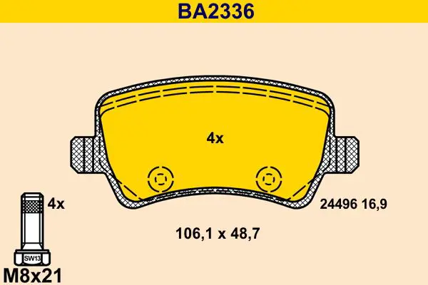 Handler.Part Brake pad set, disc brake BARUM BA2336 1