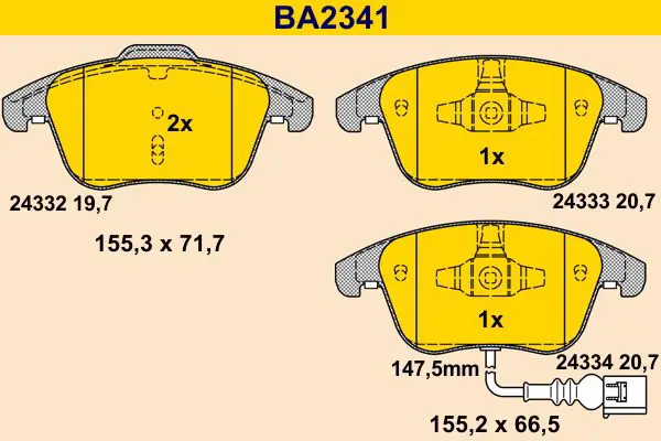 Handler.Part Brake pad set, disc brake BARUM BA2341 1