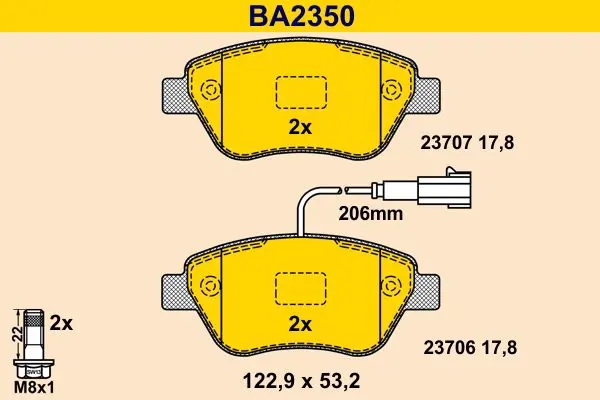 Handler.Part Brake pad set, disc brake BARUM BA2350 1