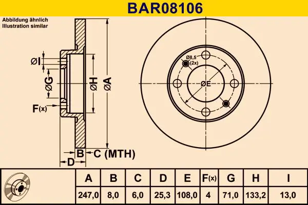 Handler.Part Brake disc BARUM BAR08106 1