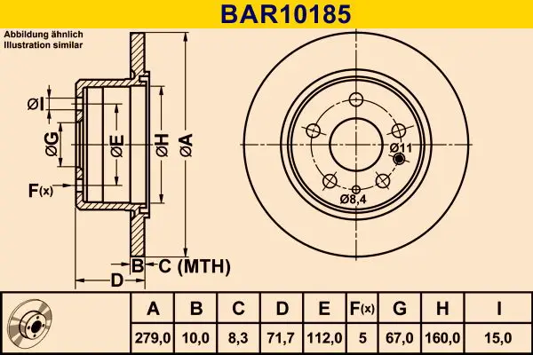 Handler.Part Brake disc BARUM BAR10185 1