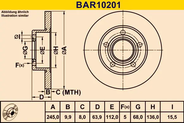 Handler.Part Brake disc BARUM BAR10201 1