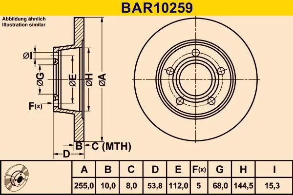 Handler.Part Brake disc BARUM BAR10259 1