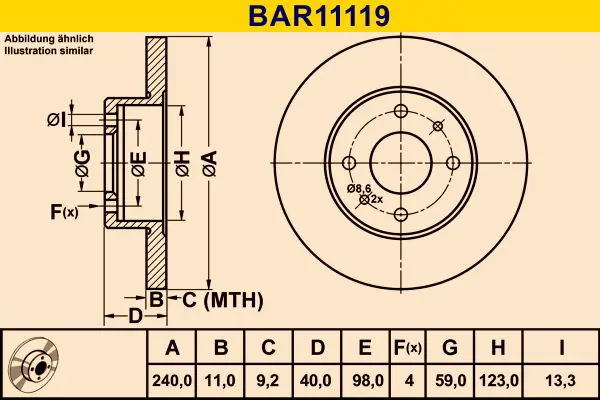 Handler.Part Brake disc BARUM BAR11119 1