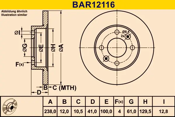 Handler.Part Brake disc BARUM BAR12116 1