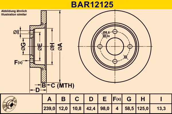 Handler.Part Brake disc BARUM BAR12125 1