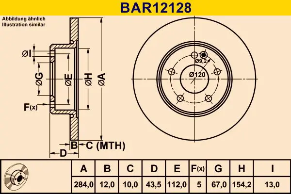 Handler.Part Brake disc BARUM BAR12128 1