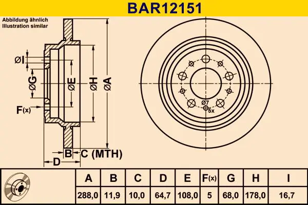 Handler.Part Brake disc BARUM BAR12151 1