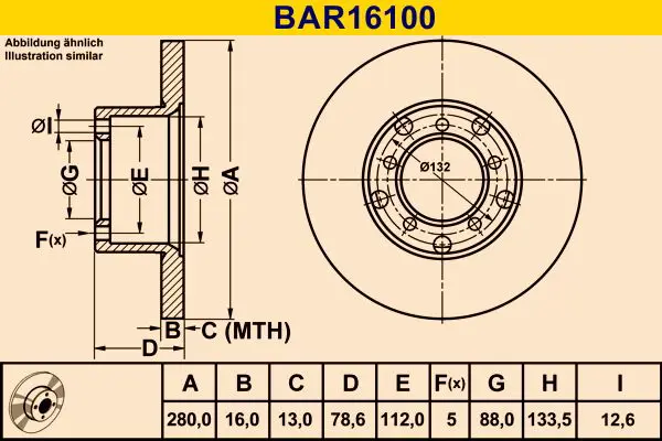 Handler.Part Brake disc BARUM BAR16100 1