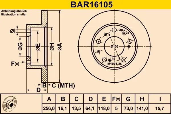 Handler.Part Brake disc BARUM BAR16105 1