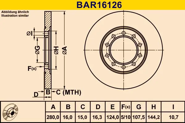 Handler.Part Brake disc BARUM BAR16126 1