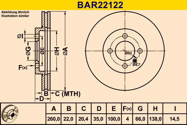 Handler.Part Brake disc BARUM BAR22122 1