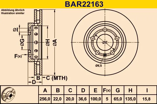 Handler.Part Brake disc BARUM BAR22163 1