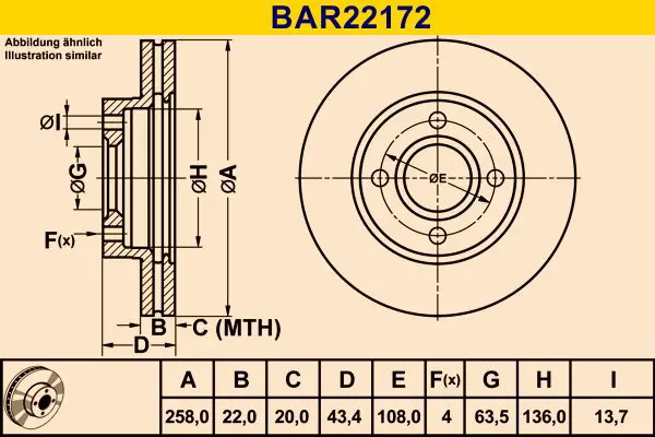 Handler.Part Brake disc BARUM BAR22172 1