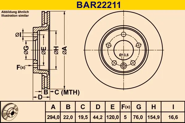 Handler.Part Brake disc BARUM BAR22211 1