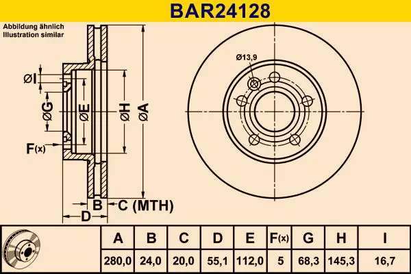 Handler.Part Brake disc BARUM BAR24128 1