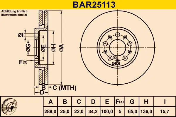 Handler.Part Brake disc BARUM BAR25113 1