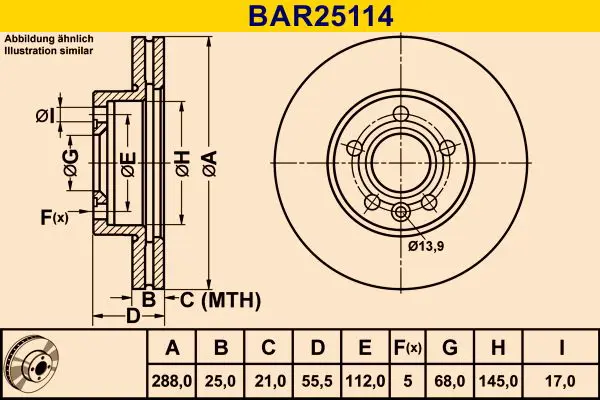 Handler.Part Brake disc BARUM BAR25114 1