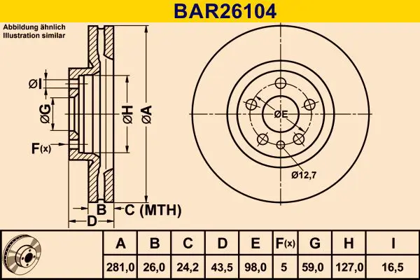 Handler.Part Brake disc BARUM BAR26104 1